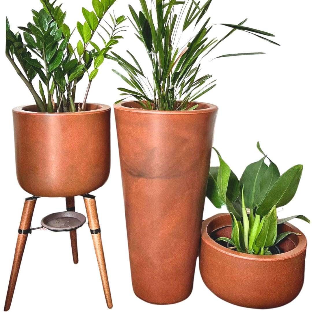 Kit 3 Vasos Cônico + Doha para Decoração Externa