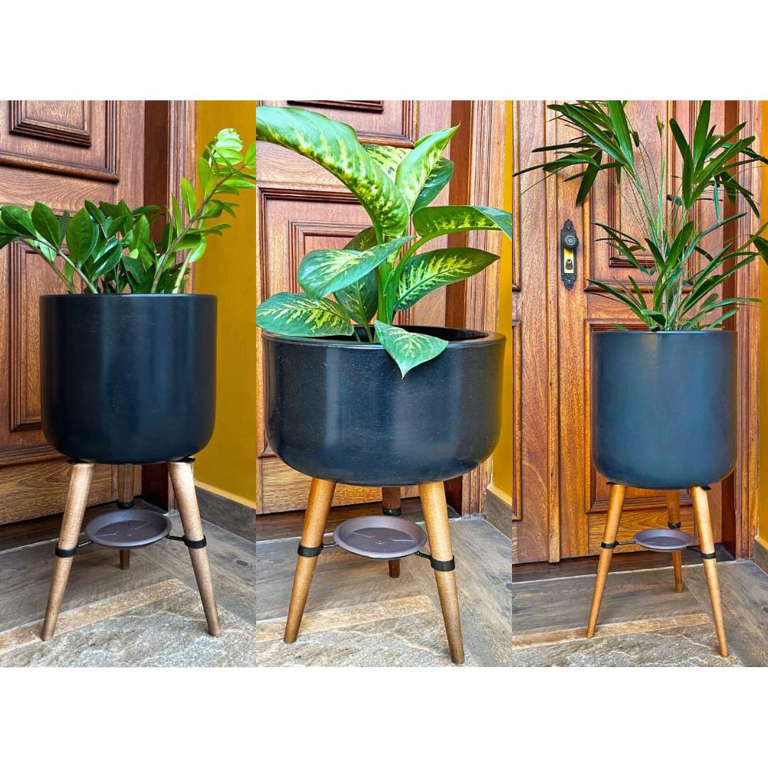 Kit 3 Vasos Linha Doha com Tripé de Madeira