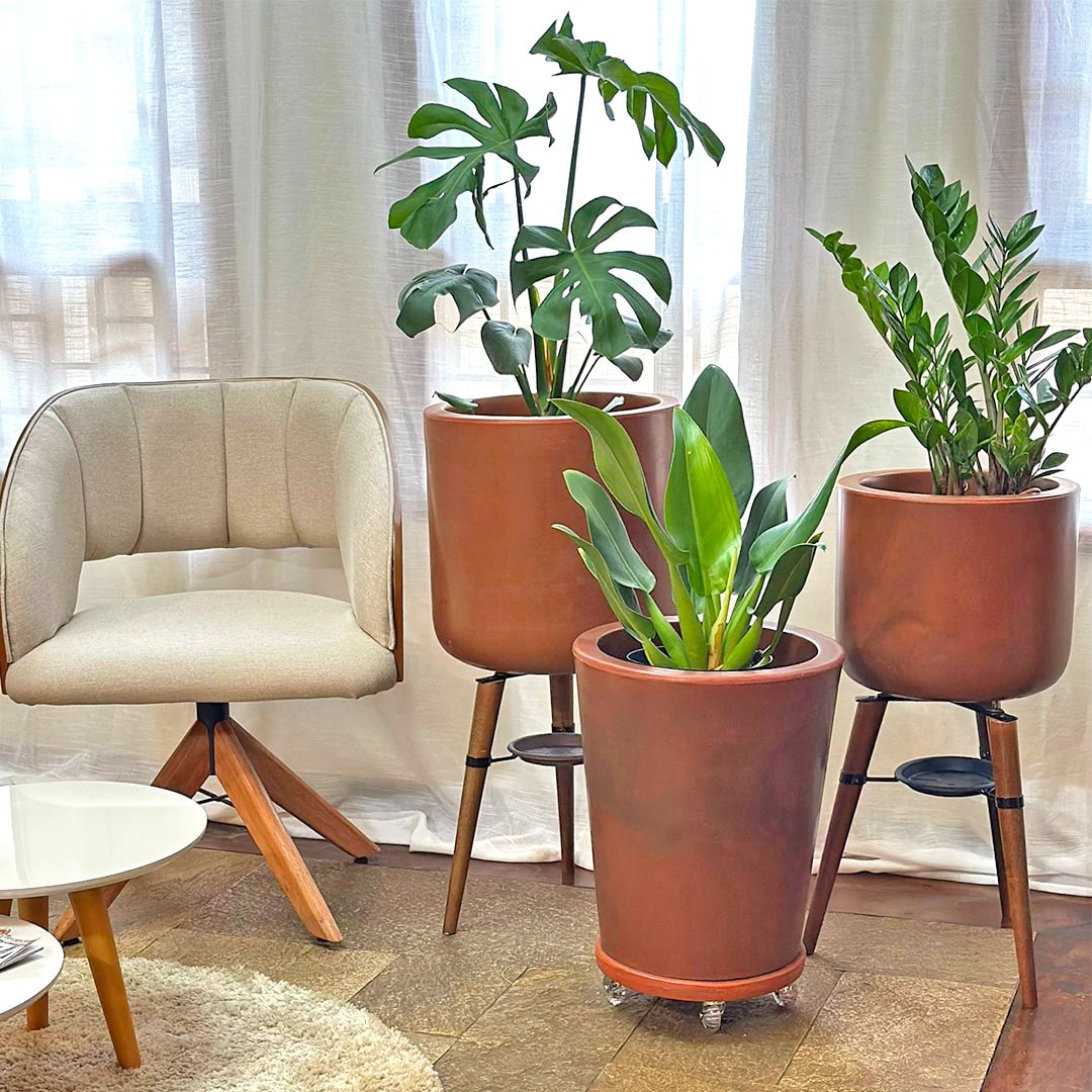 Kit Com 3 Vasos de Luxo Para Planta Decoração Apartamento
