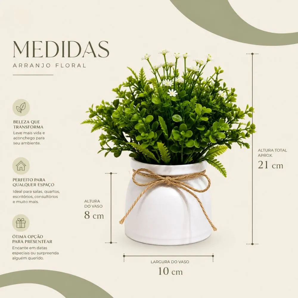 Kit 4 Vasos Decorativos com Flor Artificial