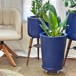Kit Vaso Damasco Brilhante + Suporte com Rodinhas