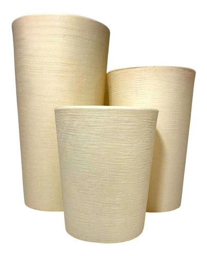 Kit 3 Vasos Linha Damasco Texturizado em Polietileno