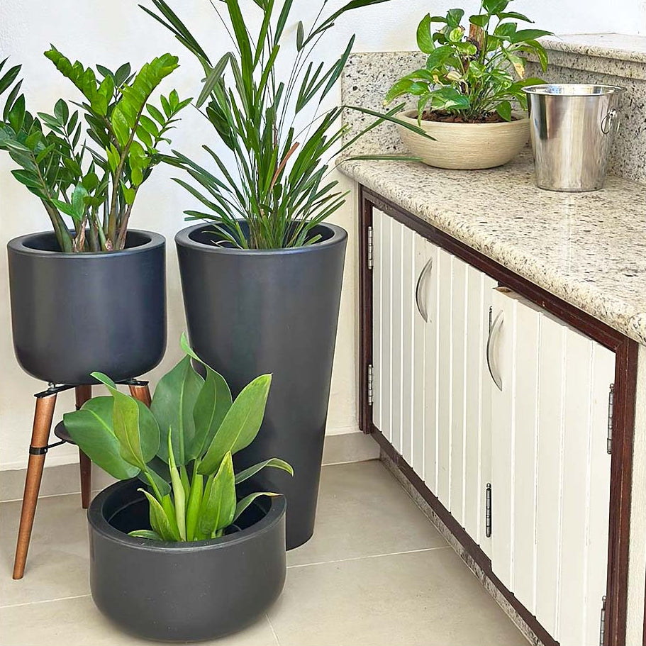 Kit 3 Vasos Cônico + Doha para Decoração Externa