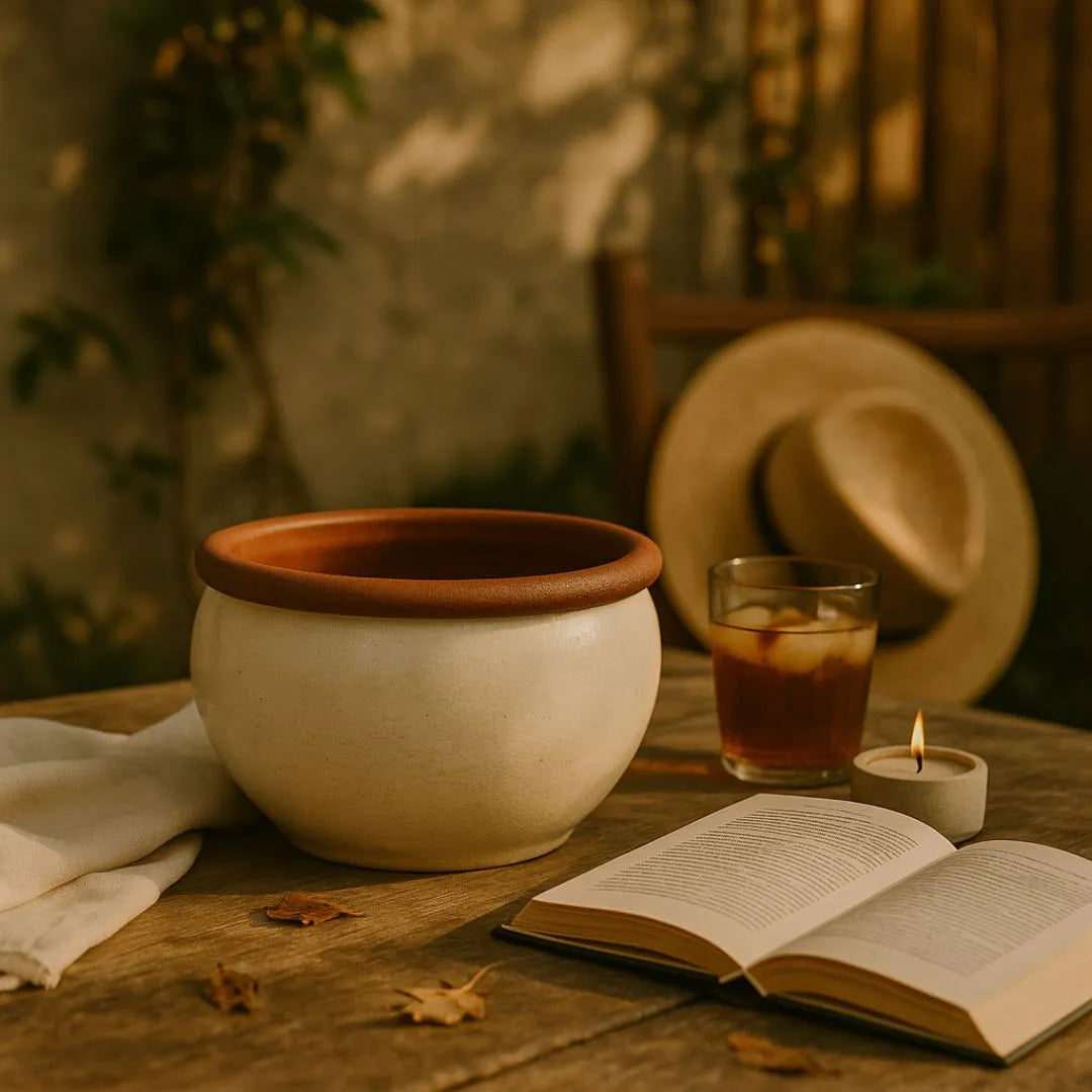 Vaso Cachepot em Cerâmica Esmaltada 15cm