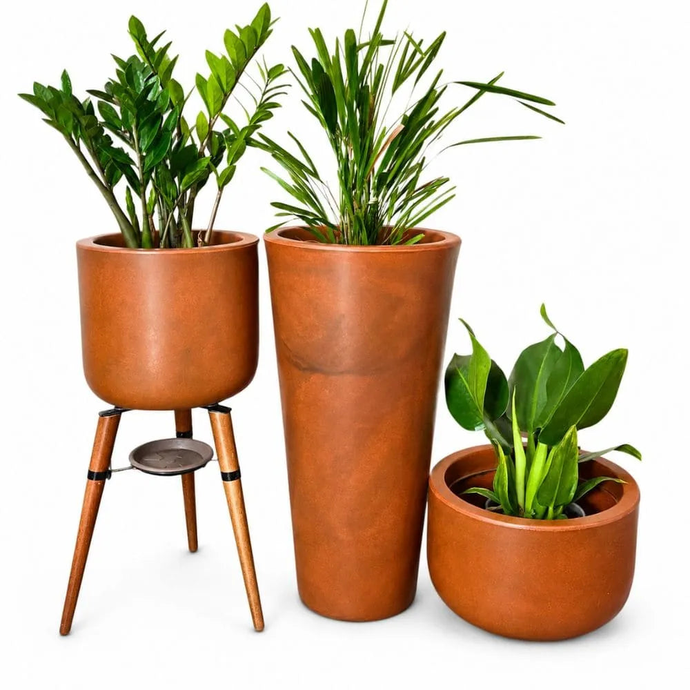 Kit 3 Vasos Cônico + Doha para Decoração Externa