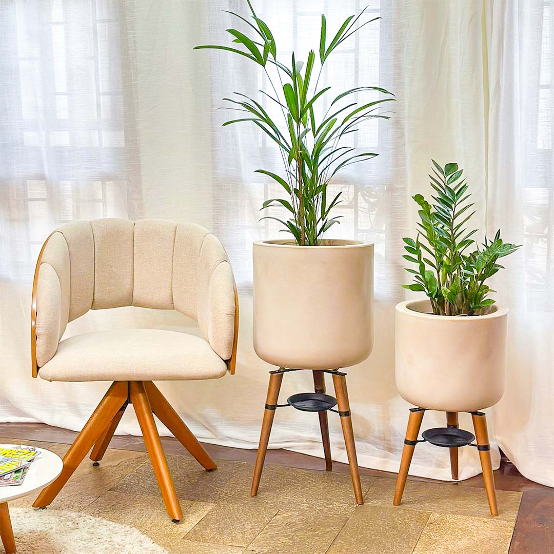 Kit 2 Vasos Linha Doha com Tripé de Madeira