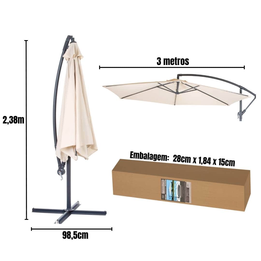 Ombrelone Bora Bora Suspenso Lateral 3m