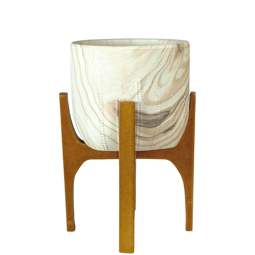 Vaso Cachepot Linha Genebra com Suporte de Madeira Alto