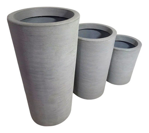 Kit 3 Vasos Linha Damasco Texturizado em Polietileno