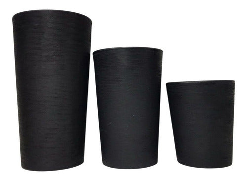 Kit 3 Vasos Linha Damasco Texturizado em Polietileno