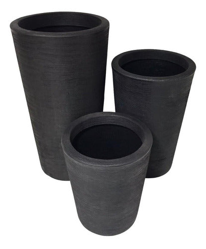 Kit 3 Vasos Linha Damasco Texturizado em Polietileno