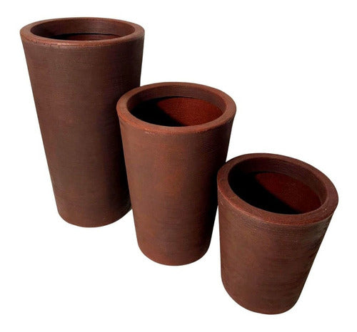Kit 3 Vasos Linha Damasco Texturizado em Polietileno