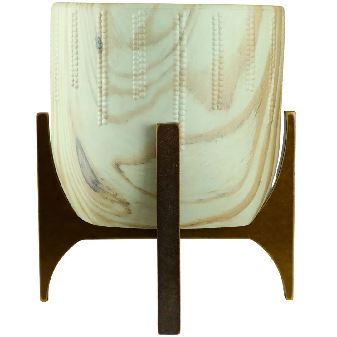 Vaso Cachepot Linha Genebra com Suporte de Madeira Baixo