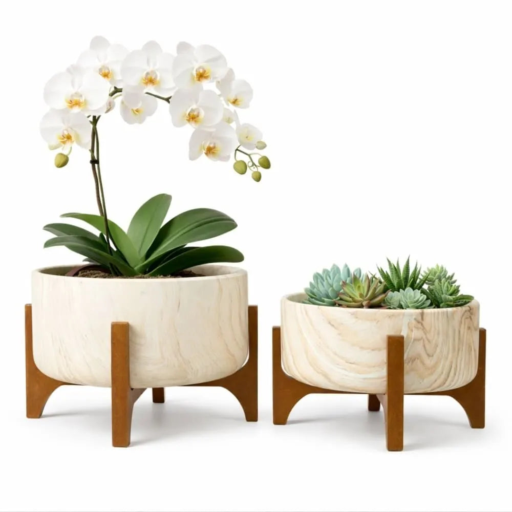 Kit 2 Vasos Bacia Linha Genebra com Suporte de Madeira
