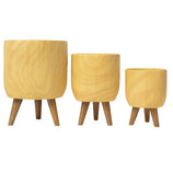 Kit 3 Vasos Genebra em Cerâmica com Tripé de Madeira