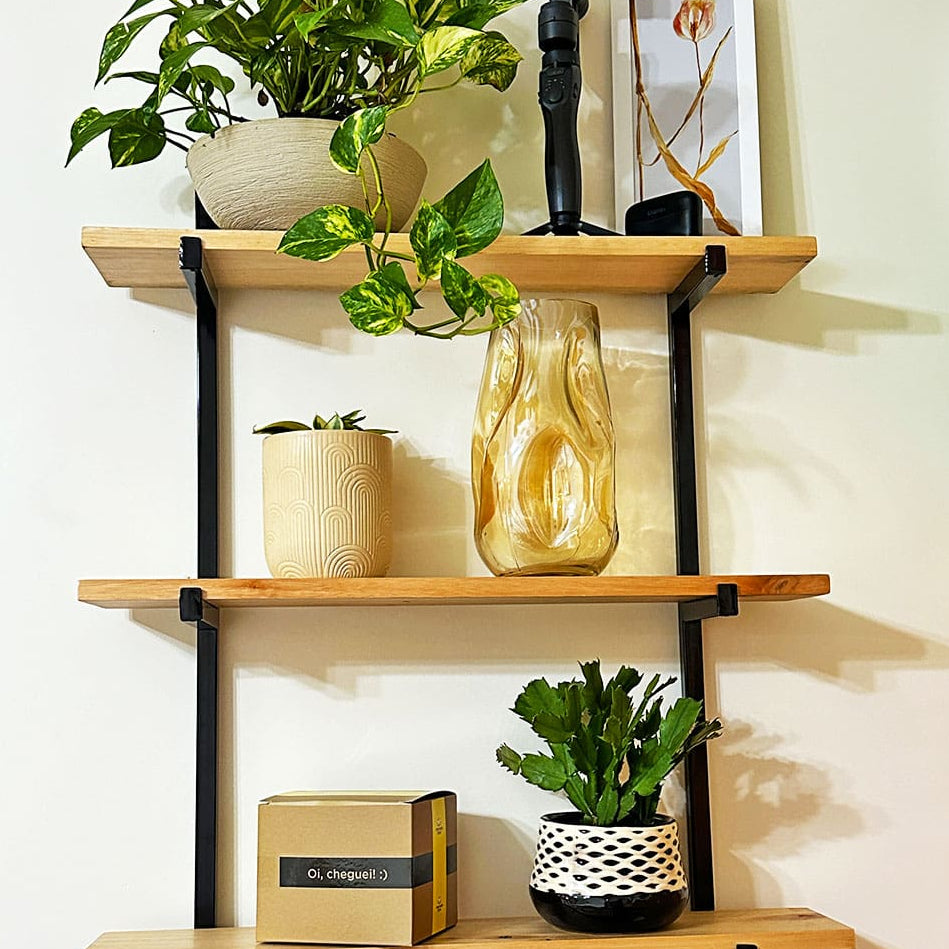 Vaso Cachepot de Cerâmica Preto com Textura Ondulada Branca 15x11cm