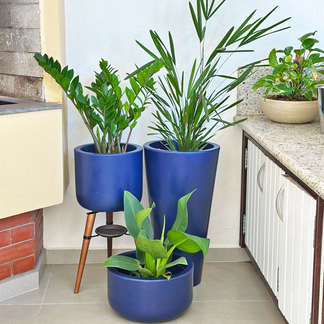 Kit 3 Vasos Cônico + Doha para Decoração Externa