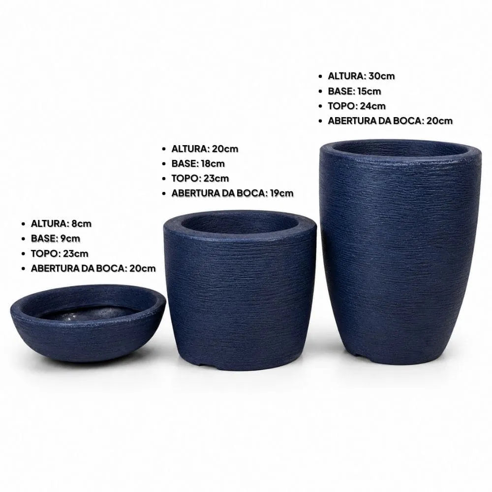 Kit 3 Vasos Texturizados Pequenos