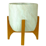Vaso Cachepot Linha Genebra com Suporte de Madeira Baixo