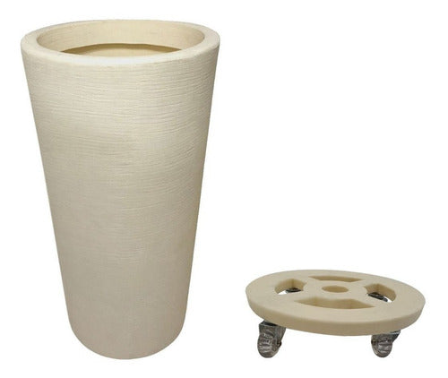 Kit Vaso Damasco Texturizado + Suporte com rodinhas