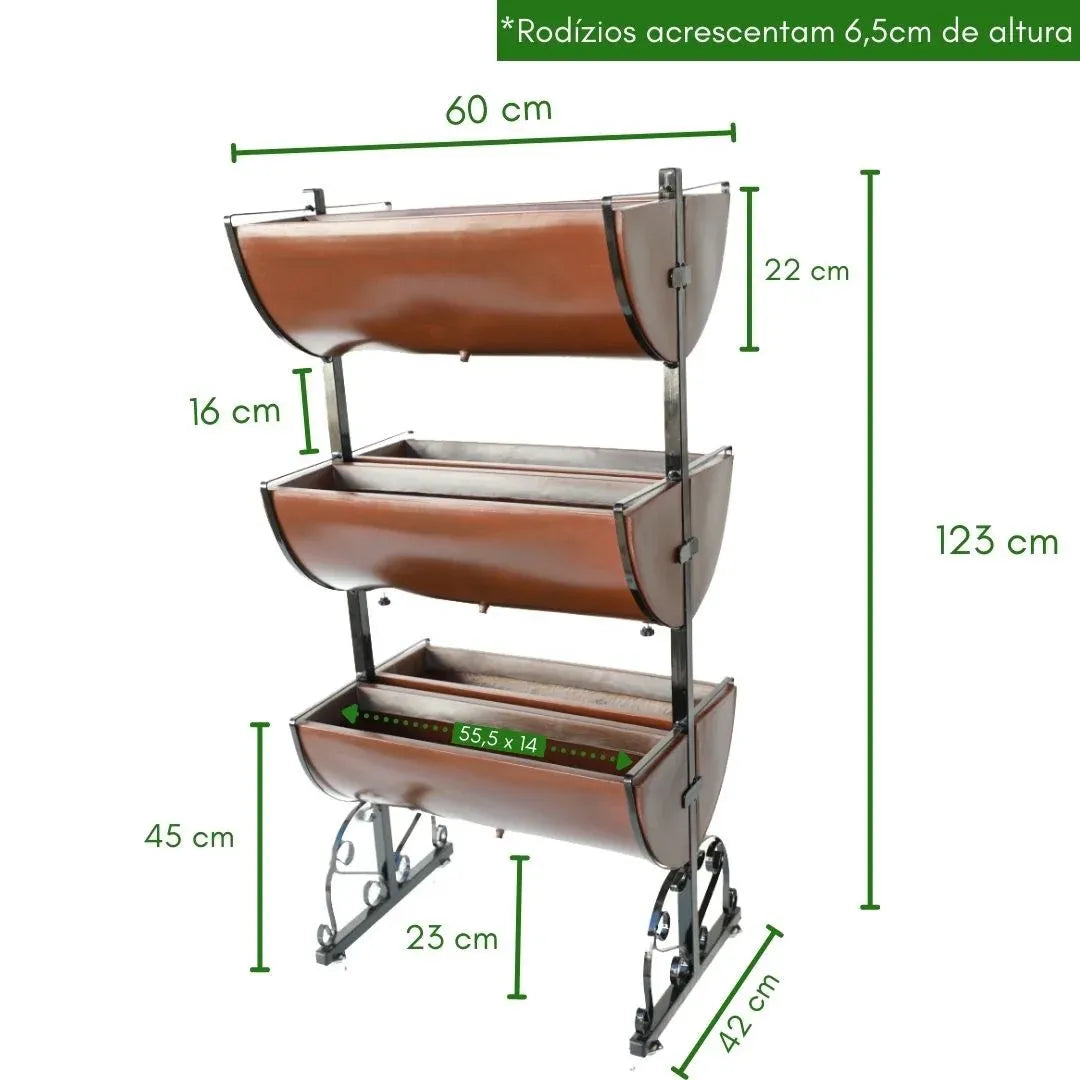 Horta Vertical com 6 Jardineiras