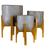 Kit 3 Vasos Genebra com Suporte de Madeira Alto