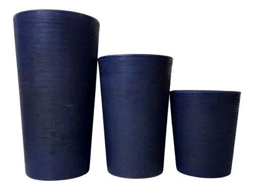 Kit 3 Vasos Linha Damasco Texturizado em Polietileno