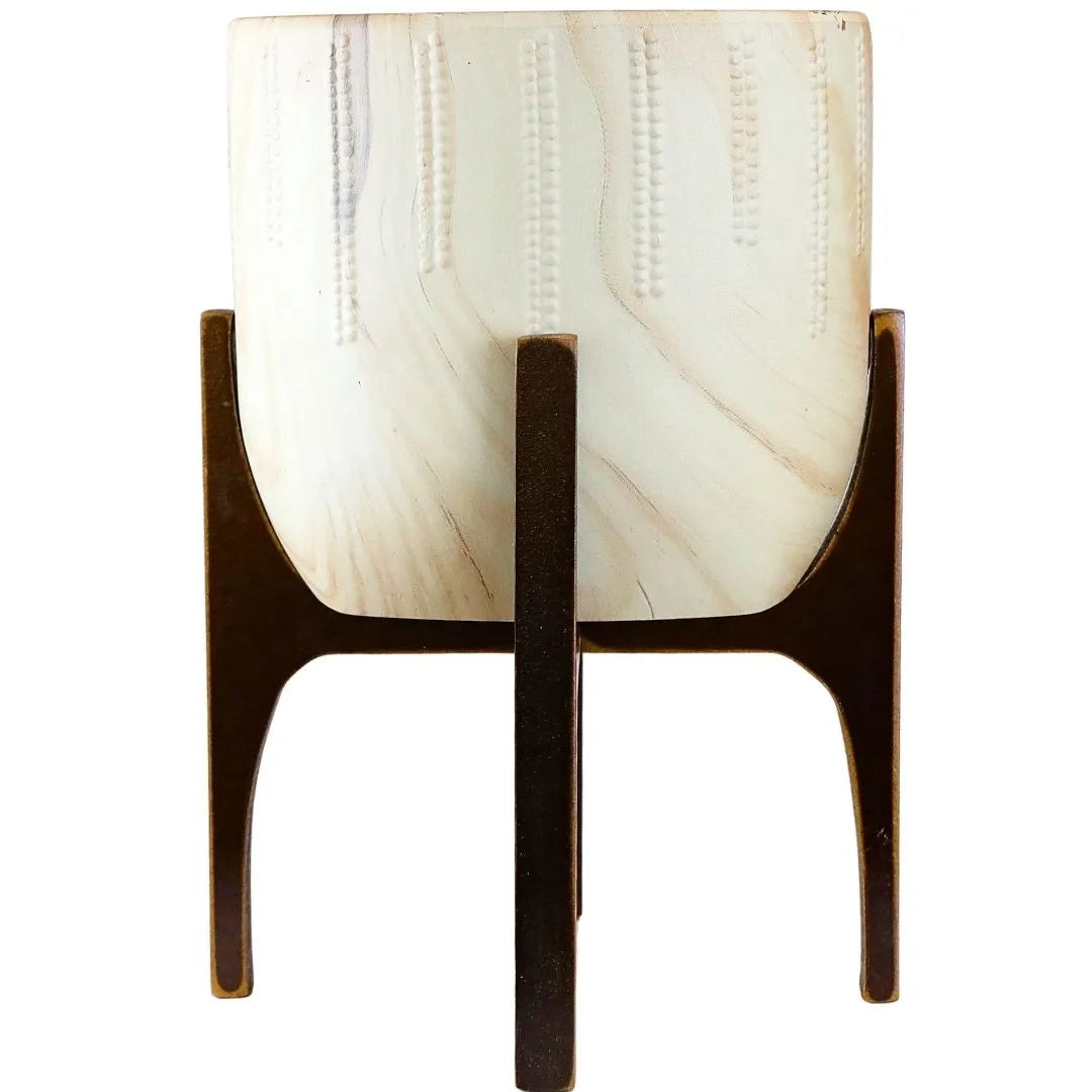 Vaso Cachepot Linha Genebra com Suporte de Madeira Alto