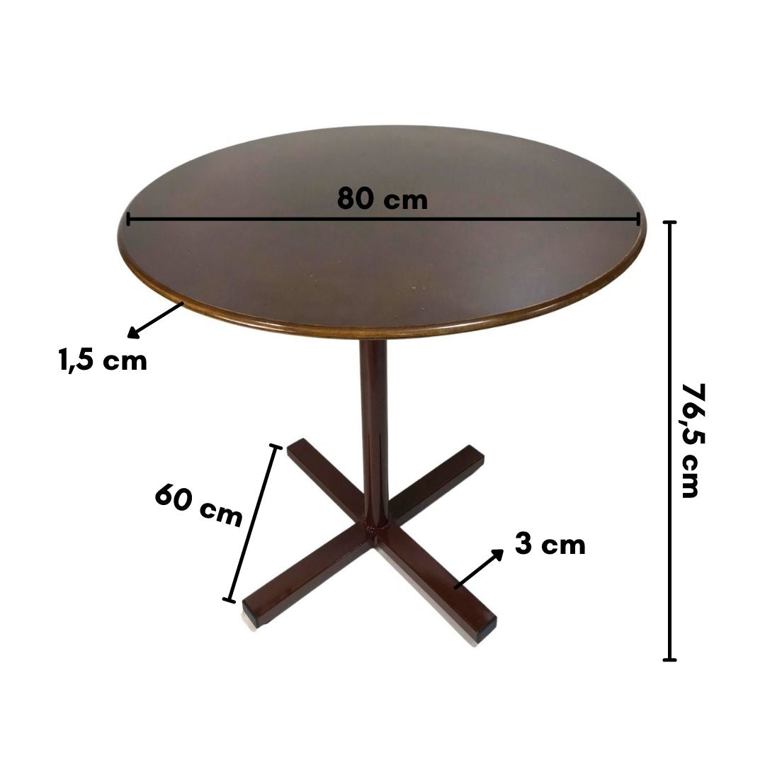 Mesa Redonda de Madeira Maciça com Tripé de Ferro