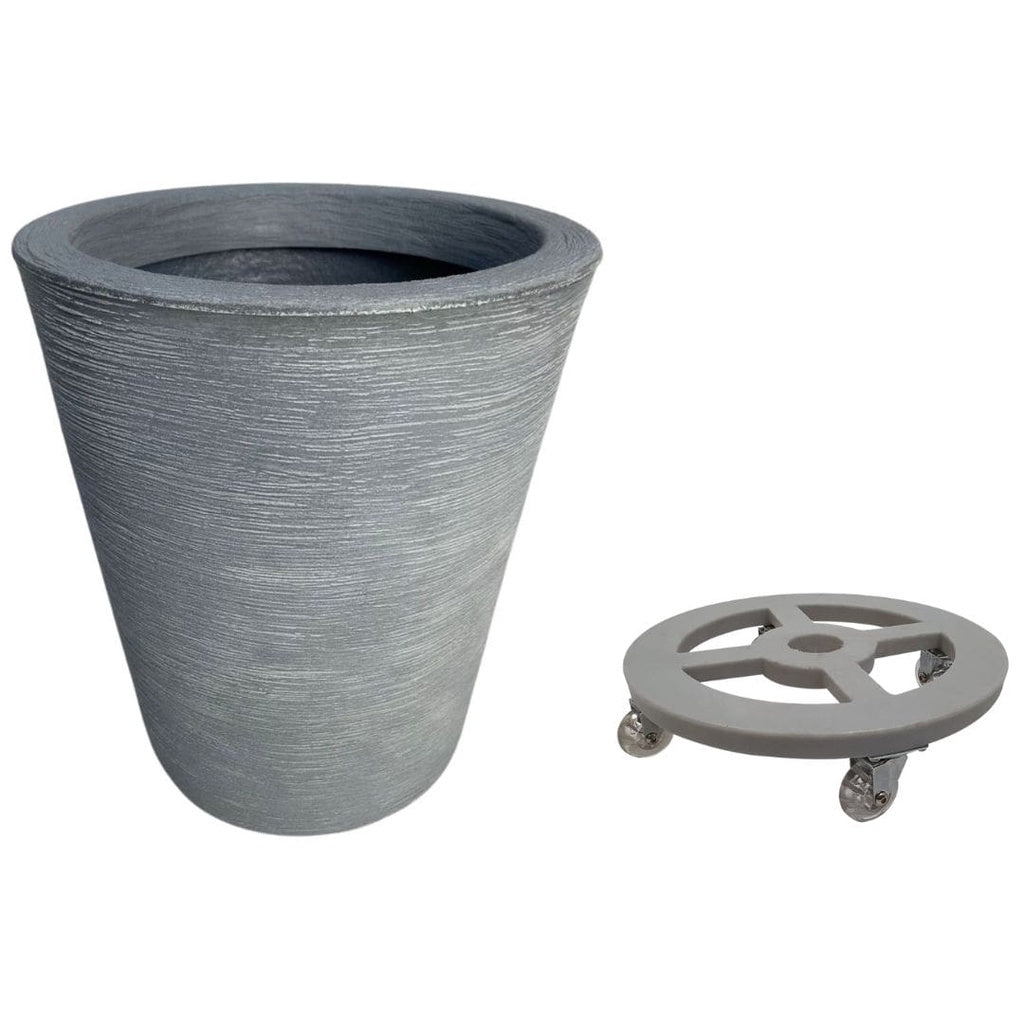 Kit Vaso em Polietileno 38x33cm + Suporte com Rodas
