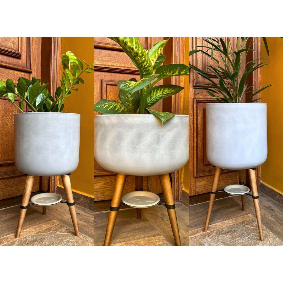 Kit 3 Vasos Linha Doha com Tripé de Madeira