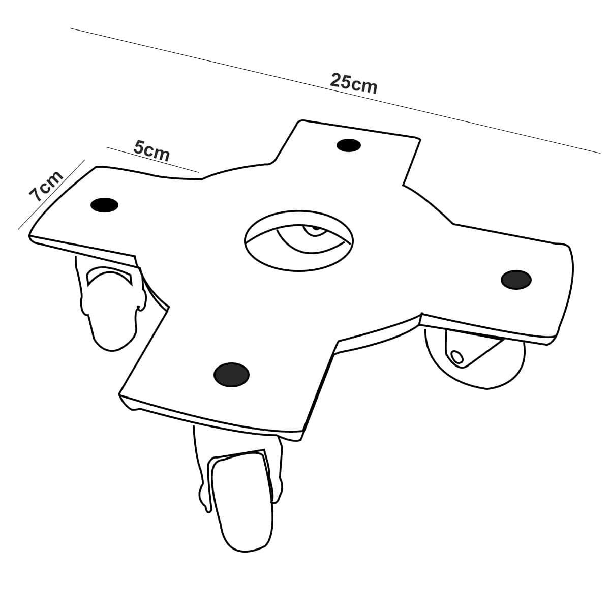 Suporte Cruzeta de Alumínio com Rodas de Silicone