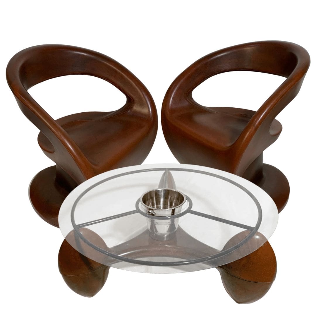 Conjunto Mesa de Centro com Champanheira + 2 Cadeiras Astúrias