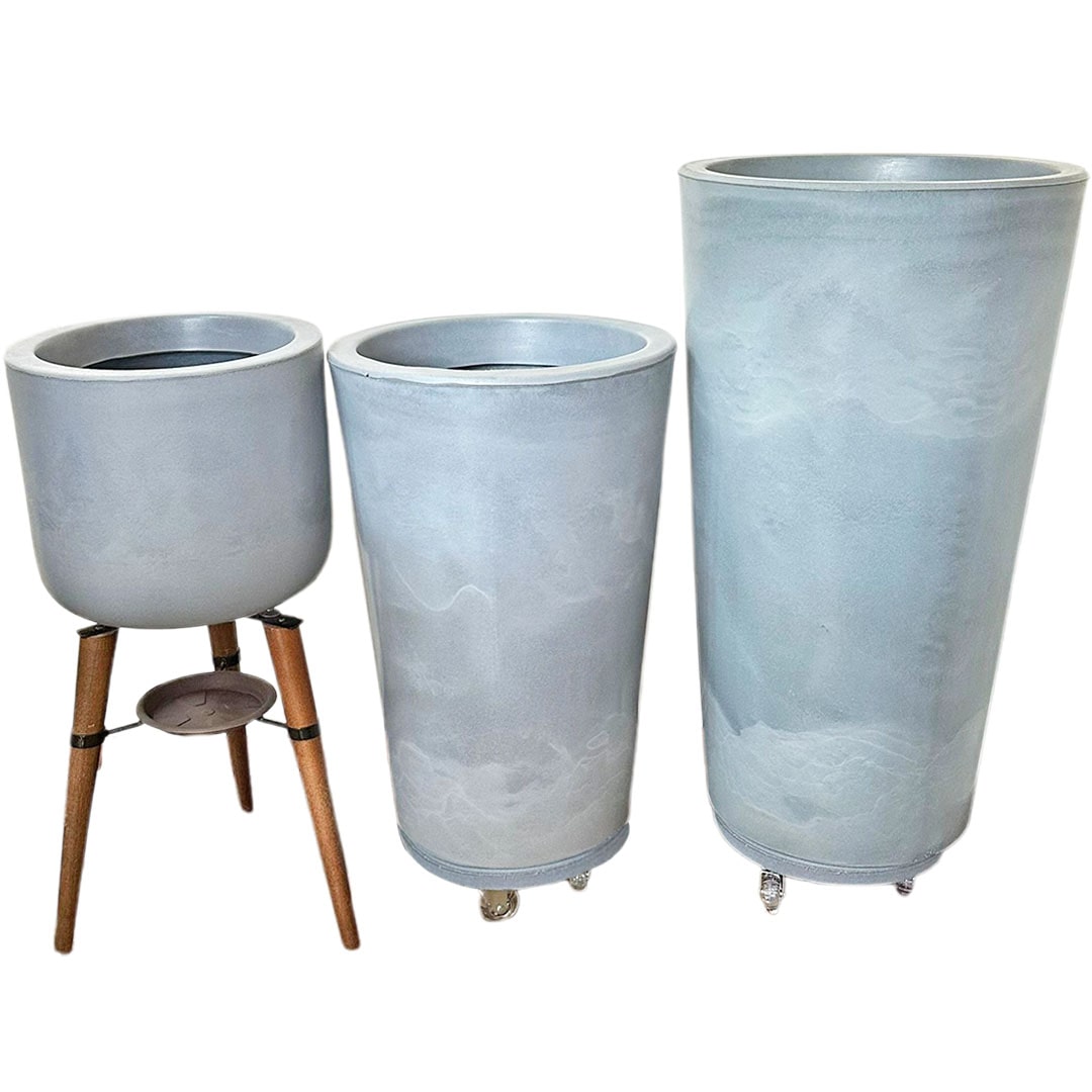 Kit 3 Vasos Linha Damasco em Polietileno