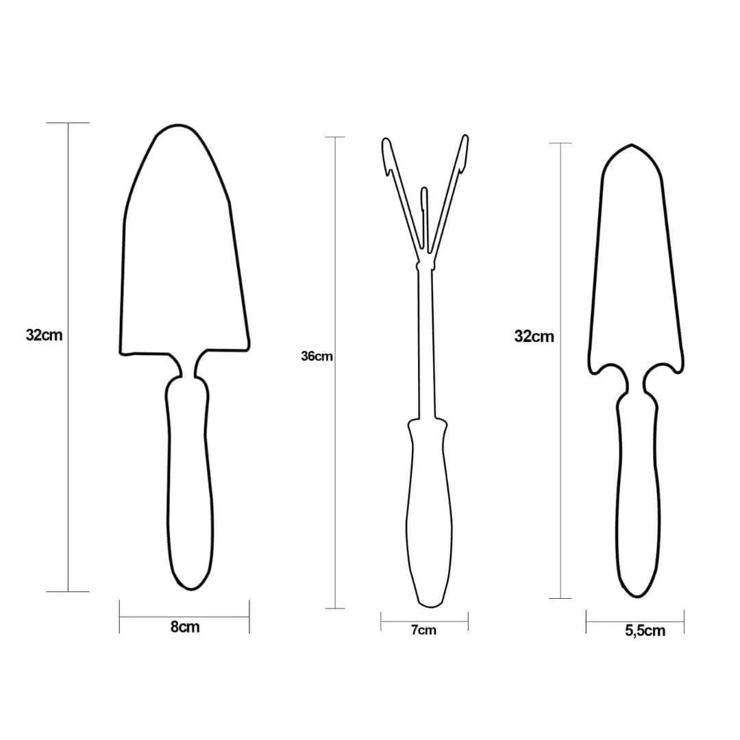 Kit de Ferramentas Para Jardinagem 3 Peças - Preto
