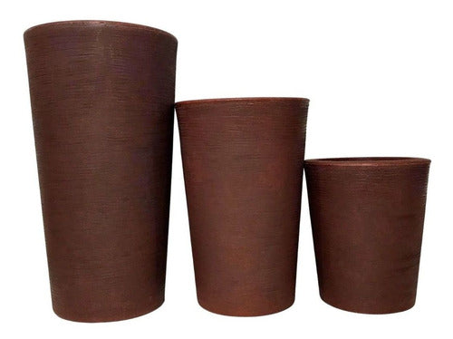 Kit 3 Vasos Linha Damasco Texturizado em Polietileno