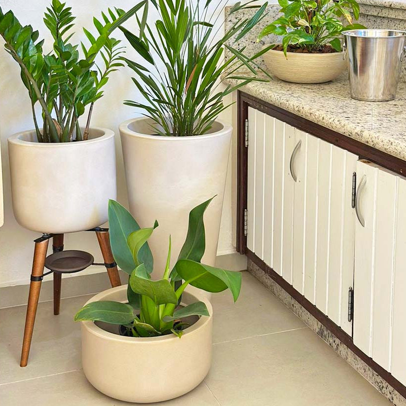 Kit 3 Vasos Cônico + Doha para Decoração Externa