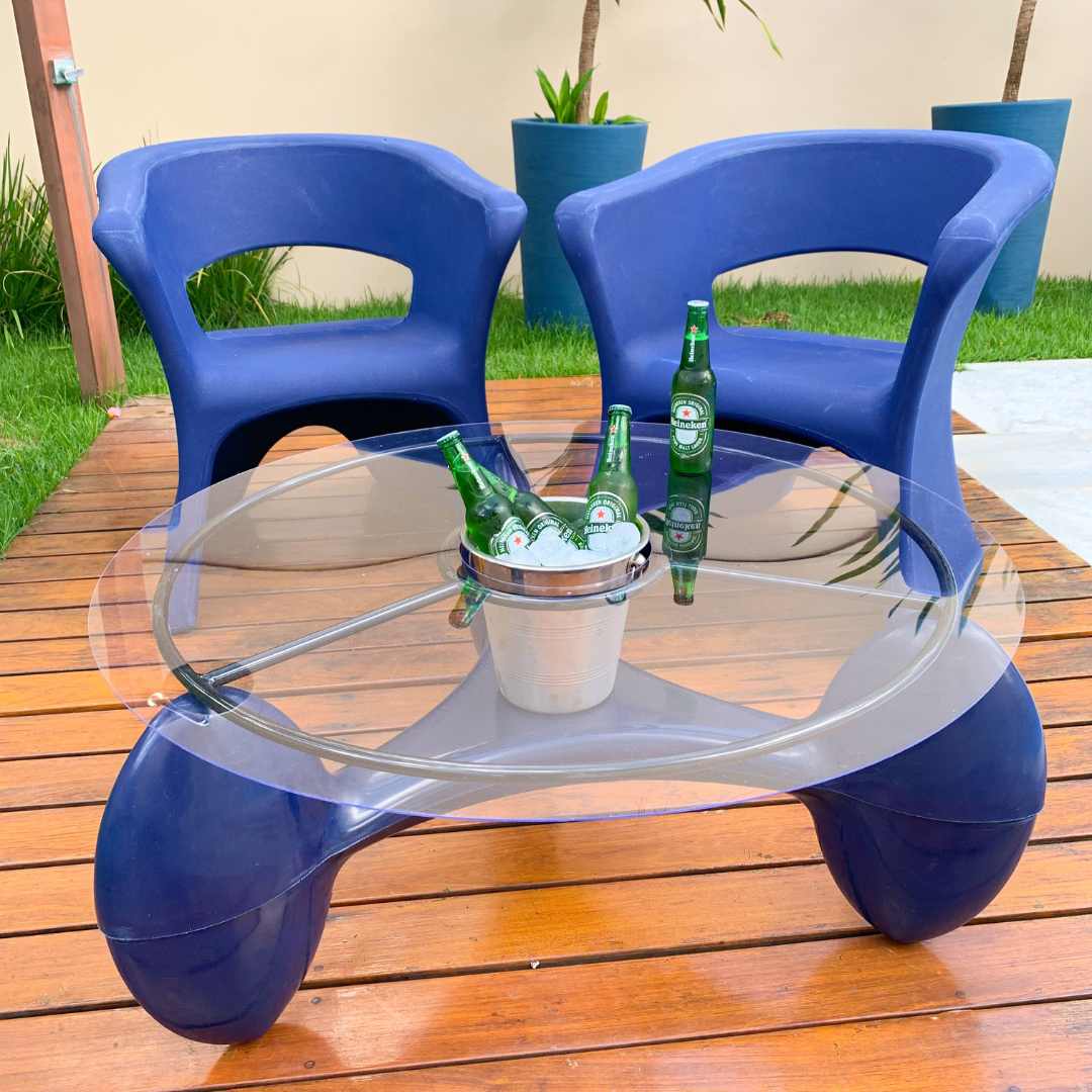 2 Cadeiras e Mesa Decoração Jardim Varanda Kit Copacabana