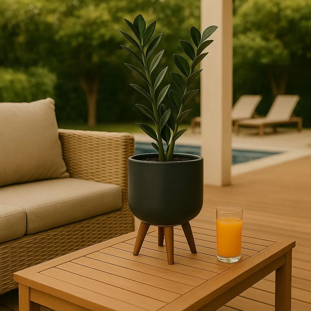 Vaso Doha Médio com Tripé de Madeira