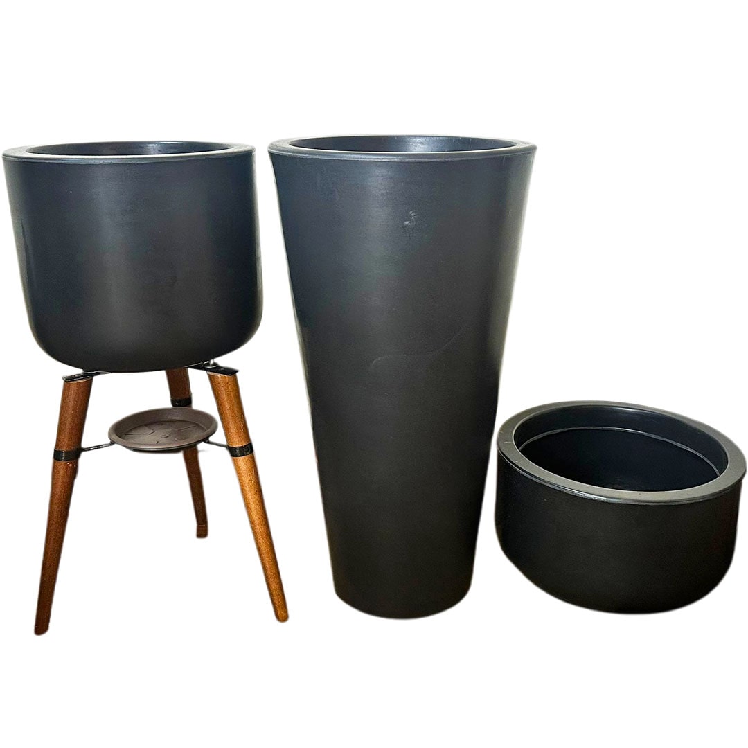 Kit 3 Vasos Cônico + Doha para Decoração Externa