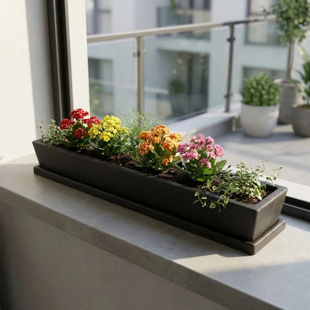 Jardineira com Prato Coletor 80x15cm em Polietileno