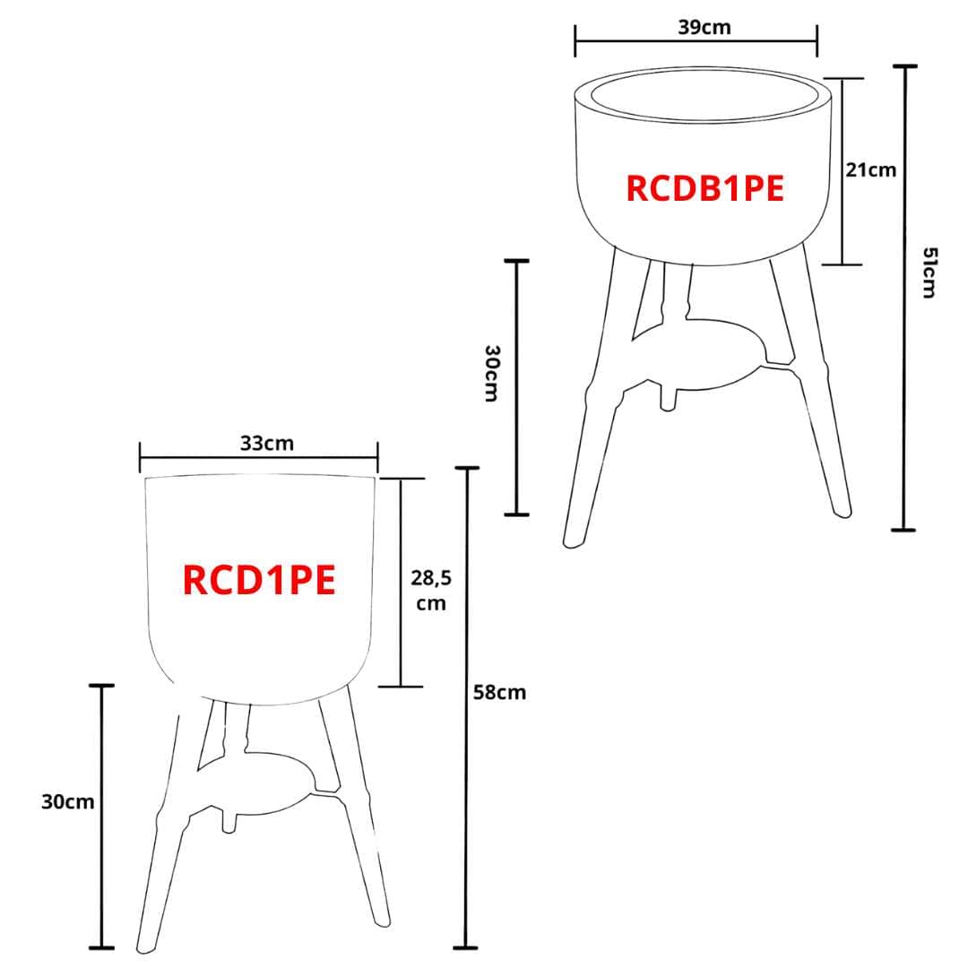Kit Vaso + Bacia Linha Doha com Tripé de Madeira