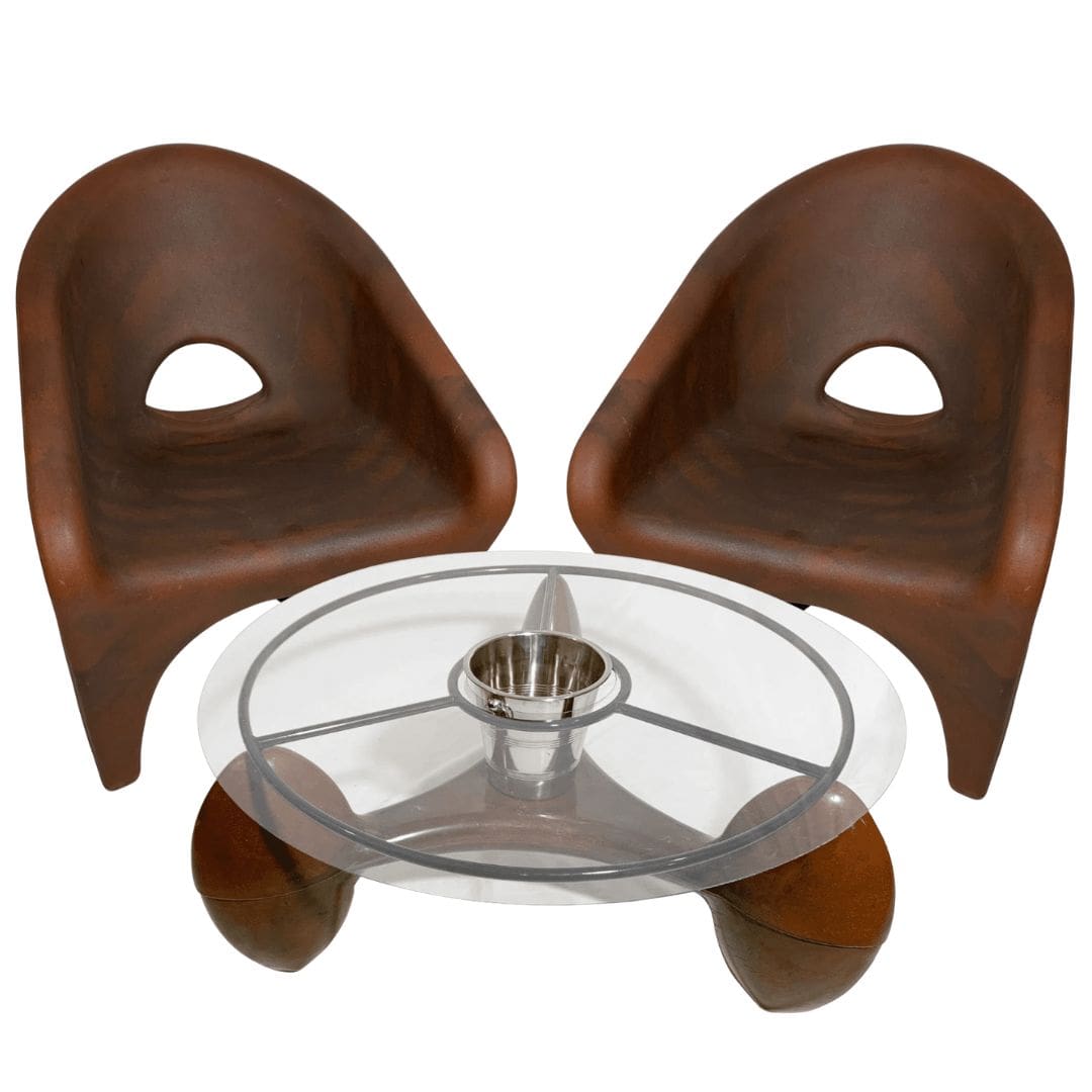 Kit Mesa de Centro com Champanheira + 2 Cadeiras Ipanema