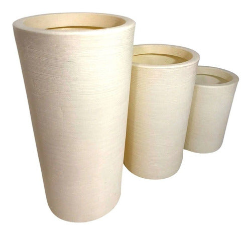 Kit 3 Vasos Linha Damasco Texturizado em Polietileno