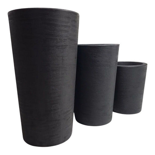 Kit 3 Vasos Linha Damasco Texturizado em Polietileno