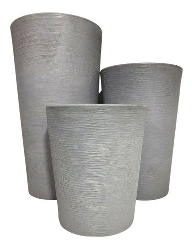 Kit 3 Vasos Linha Damasco Texturizado em Polietileno