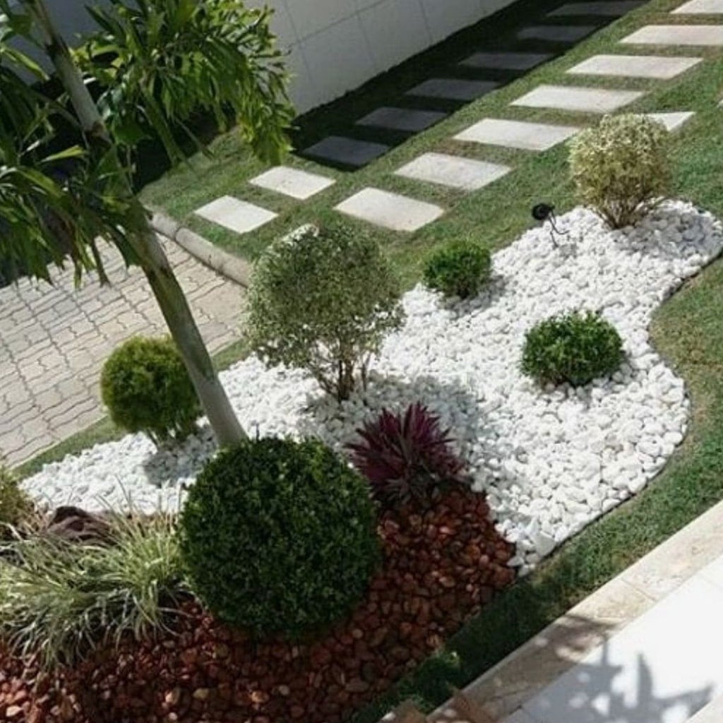 Limitador de Grama + Pedra Dolomita Branca Decoração Jardim