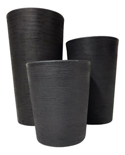 Kit 3 Vasos Linha Damasco Texturizado em Polietileno