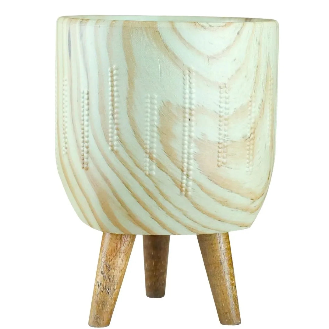 Vaso Cachepot Linha Genebra com Tripé de Madeira