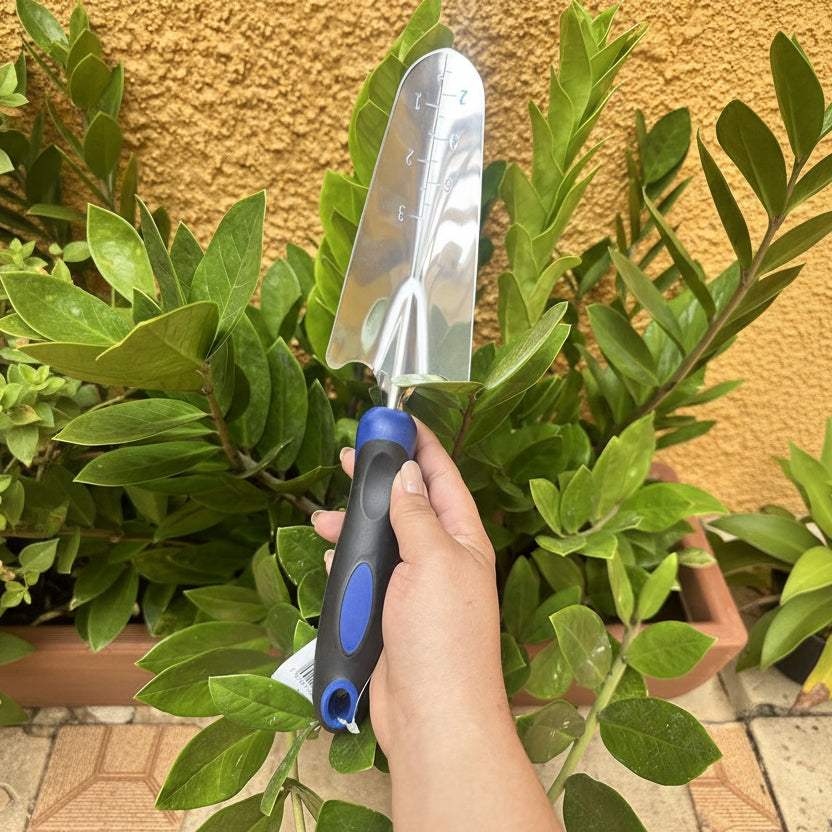 Pá de Jardim Estreita em Aço Inox com Medidor